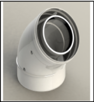 [GROPPALLI] [A03.032.000039] GROPPALLI Колено коаксиальное Ø 100/150 (45°) В/Н для конденсационных котлов {белый}