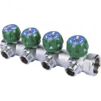 Коллектор регулирующий Stout 3/4", 4 отвода 1/2" плоское уплотнение