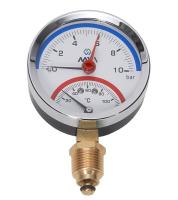 Термоманометр радиальный MVI, до 10 бар, 0°C-120°C, D80 мм, с нижним подключением G1/2
