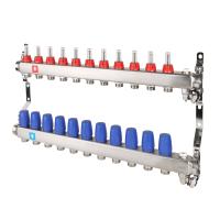 Коллектор с расходомерами,  дренажным краном и краном Маевского. 11 вых.