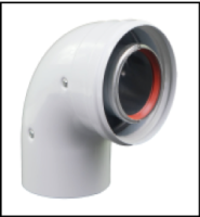 [GROPPALLI] [A03.001.000699] GROPPALLI Колено коаксиальное Ø 60/100 (90°) В/Н для конвекционных котлов {белый}