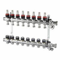 Коллекторная группа Oventrop Multidis SF 11, выхода 3/4" ЕК, нержавеющая сталь, со встроенными ротаметрами 1404361