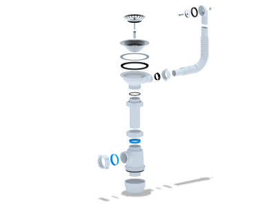 Сифон АНИ ГРОТ ф40-113 С КРУГЛЫМ ГИБКИМ ПЕРЕЛИВОМ A0142S