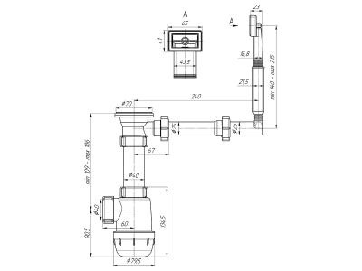 Сифон АНИ ГРОТ ф40 УНИВ. С ПЕРЕЛИВОМ A0140