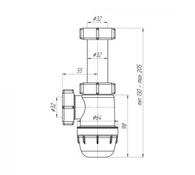 Сифон АНИ ЮНГ Ф32 БЕЗ ВЫП. BM1020