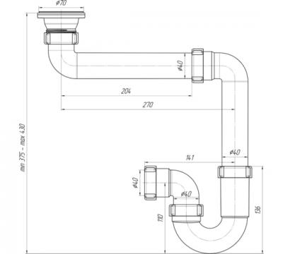 Сифон АНИ ф40 УНИВ. ПРЯМОТОЧНЫЙ смещенный D5000