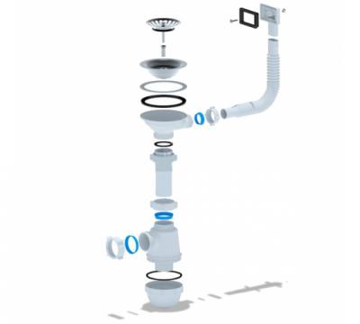 Сифон АНИ ГРОТ ф40-113 С ГИБКИМ ПЕРЕЛИВОМ A0145S