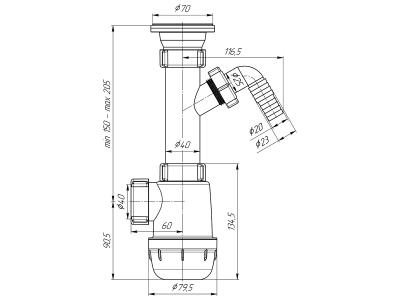 Сифон АНИ ГРОТ ф40 УНИВ. С НОСИКОМ A1000
